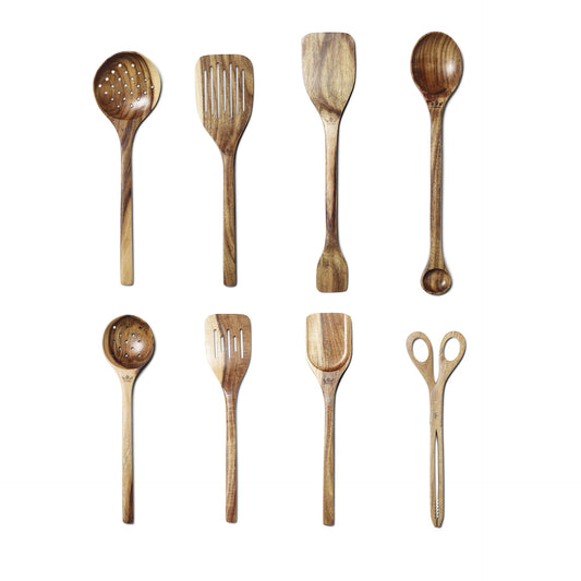 DUTCH DELUXES Complete set of 8 wooden utensils