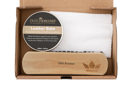 DUTCH DELUXES Leather Maintenance - set (150ml balm - horsehair brush - cotton cloth)