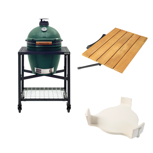 Big Green Egg Large in Egg Frame + Conveggtor + Workspace mate