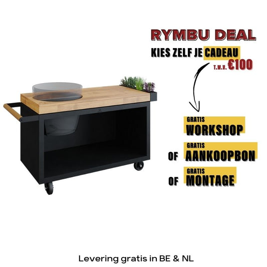 OFYR 135 Kamado Table PRO Black – Teak Hout + extra cadeau t.w.v. €100